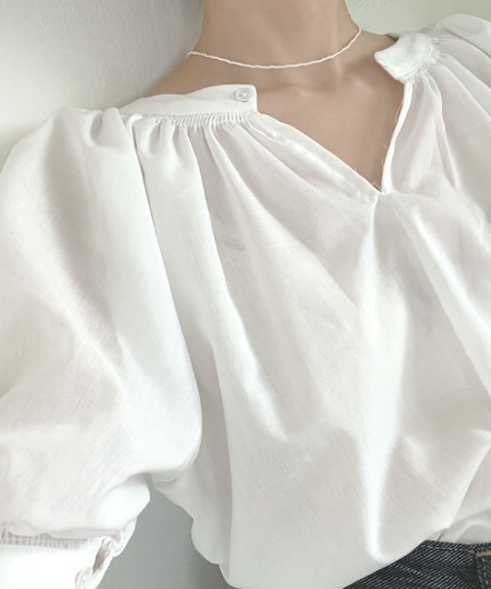 [sale]grace shirring blouse(white)
