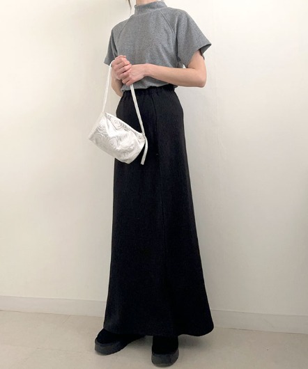tender long skirt(black)